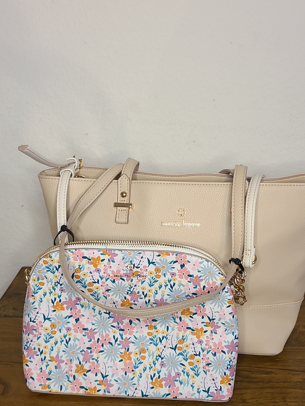 Nanette Lepore Cream Tote with Floral Crossbody Duo